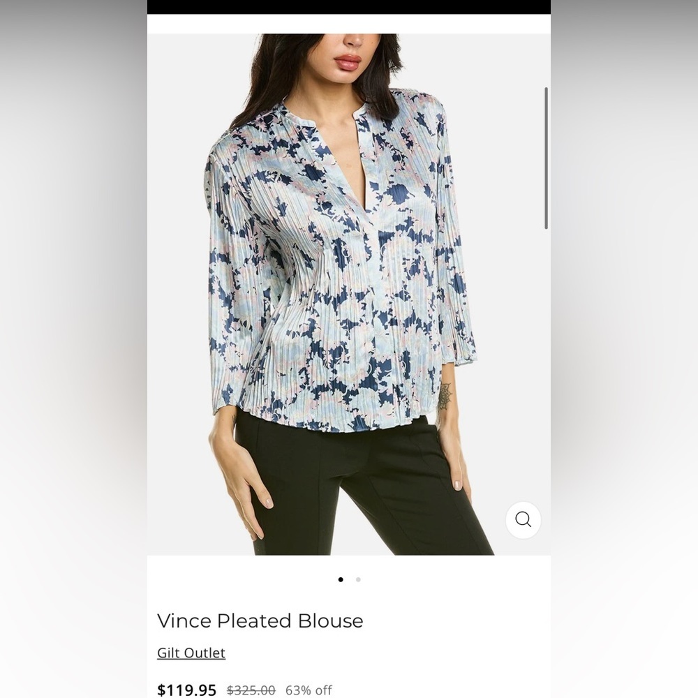 NWOT NAVY Vince floral pleated button up blouse size: xs